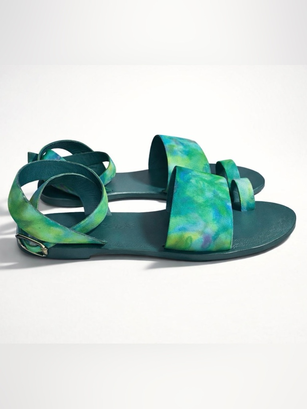Free People Sun Peak Leather Sandals in Peacock Monarch colorway | Size- 8.5